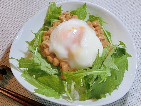 忙しい朝に温玉納豆丼